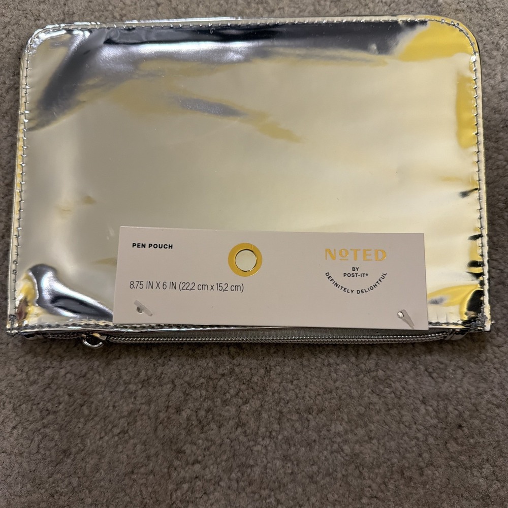 Noted by Post-it Zip Top Metallic Pen Pouch ~ Silver